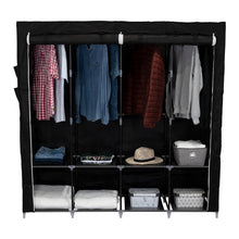 Closet Portátil Garment, Negro, Variedad de Entrepaños en Tela