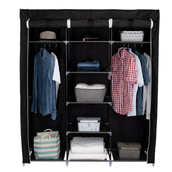 Closet Portátil Jesan, Negro, Variedad de Entrepaños en Tela