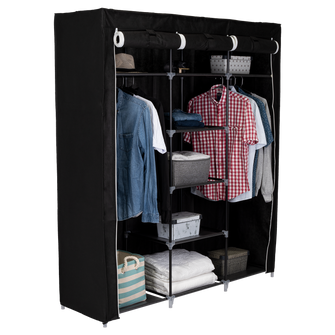 Closet Portátil Jesan, Negro, Variedad de Entrepaños en Tela