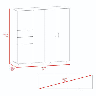 Closet Antalya 200x200, Bardolino y Blanco, con 5 puertas abatibles