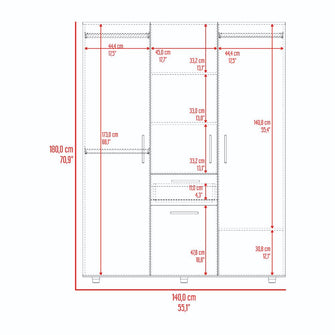 Closet Belen, Fresno Europeo y Wengue, con amplios espacios para guardar ropa ZF