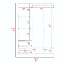 Closet Light 140, Fresno Europeo y Wengue, con tres puertas abatibles