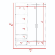 Closet Light 140, Nevado y Blanco, con tres puertas abatibles