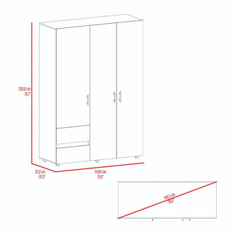 Closet Light 140, Nogal y Wengue, con tres puertas abatibles