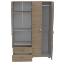 Closet Arkola, Blanco y Beige, con Dos Cajones Organizadores y Cuatro Puertas Abatibles