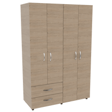 Closet Arkola, Blanco y Beige, con Dos Cajones Organizadores y Cuatro Puertas Abatibles