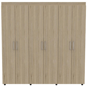 Closet Zafiro, Blanco y Beige, con Dos Cajones Multiusos y Seis Puertas Abatibles