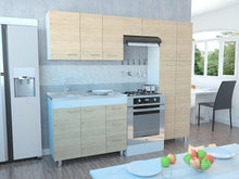 Cocina Completa Ferretti, Beige y Blanco, Incluye Mesón en Acero Inoxidable Izquiero