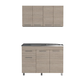 Cocina Integral Ameralto, Blanco y Beige, Incluye Mesón Derecho