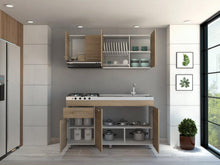 Cocina Integral Ameralto, Beige y Blanco, Incluye Mesón Derecho y Campana