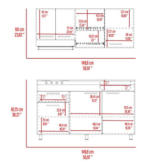 Cocina Integral Ameralto, Beige y Blanco, Incluye Mesón Derecho y Campana