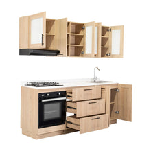 Cocina Integral Elica, Beige, Incluye Mesón Derecho con Estufa 4 Puestos A Gas + Campana + Horno