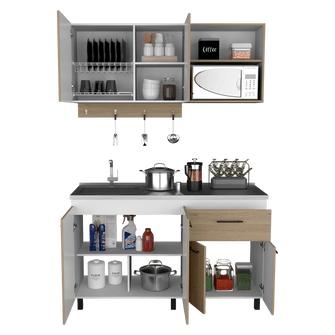 Cocina Integral Kane, Beige y Blanco, No Incluye Mesón