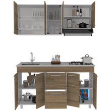 Cocina Integral Prada, Moca y Blanco, Incluye Mesón Izquierdo