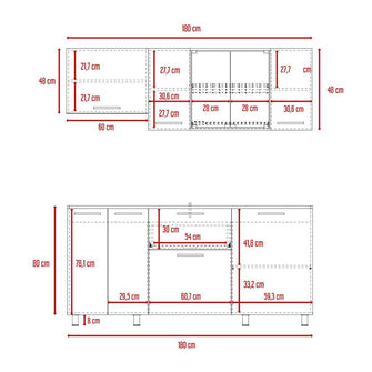 Cocina Integral Linar, Cemento y Blanco, Incluye Mesón Izquierdo En Acero Inoxidable