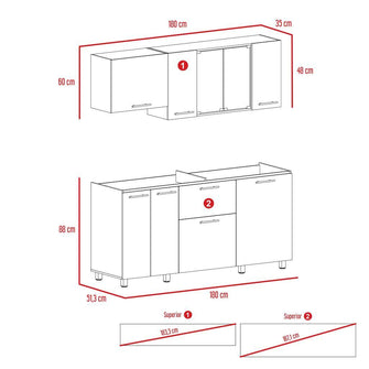 Cocina Integral Linar, Cemento y Blanco, Incluye Mesón Derecho En Acero Inoxidable  ZF