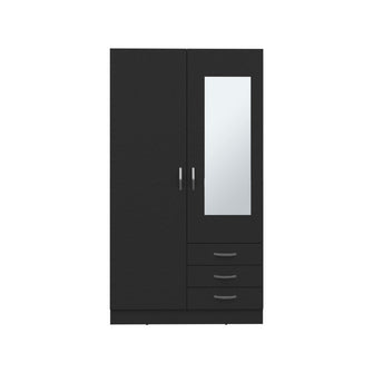 Closet Samka, Wengue, con dos puertas abatibles y tres cajones