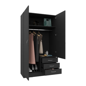 Closet Samka, Wengue, con dos puertas abatibles y tres cajones