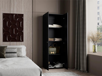 Closet Beico, Wengue, con dos Puertas Abatibles y un Tubo cromado