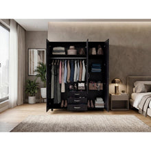 Closet Luciano, Wengue, con 3 cajones 3 puertas, Incluye Espejo y Rodachines ZF