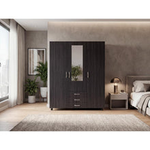 Closet Luciano, Wengue, con 3 cajones 3 puertas, Incluye Espejo y Rodachines ZF