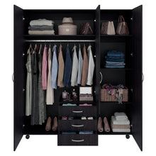 Closet Luciano, Wengue, con 3 cajones 3 puertas, Incluye Espejo y Rodachines ZF