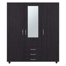 Closet Luciano, Wengue, con 3 cajones 3 puertas, Incluye Espejo y Rodachines ZF