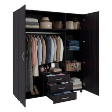 Closet Luciano, Wengue, con 3 cajones 3 puertas, Incluye Espejo y Rodachines ZF