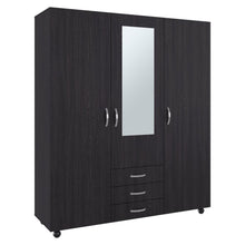 Closet Luciano, Wengue, con 3 cajones 3 puertas, Incluye Espejo y Rodachines ZF
