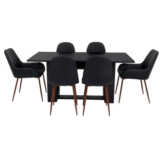 Combo Comedor Satura, Wengue y Café Claro, Incluye Comedor y 6 Sillas