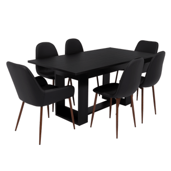 Combo Comedor Satura, Wengue y Café Claro, Incluye Comedor y 6 Sillas