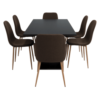 Combo Comedor Satura, Wengue, Chocolate y Café Claro, Incluye Comedor y 6 Sillas
