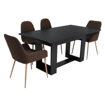 Combo Comedor Satura, Wengue, Chocolate y Café Claro, Incluye Comedor y 6 Sillas