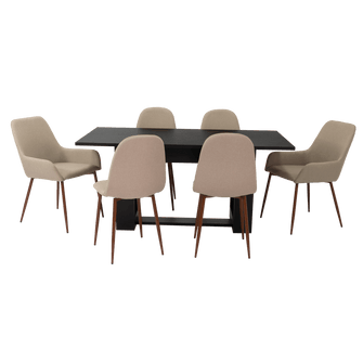 Combo Comedor Satura, Wengue, Café Claro y Chocolate, Incluye Comedor y 6 Sillas