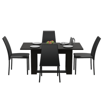 Comedor Volder, Wengue, Incluye Cuatro Sillas Negras