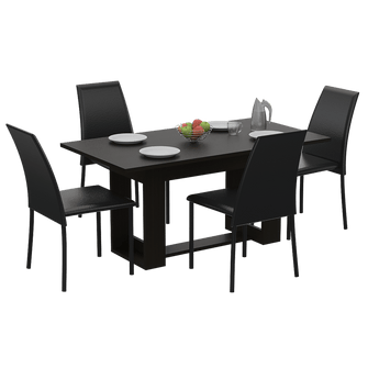 Comedor Volder, Wengue, Incluye Cuatro Sillas Negras