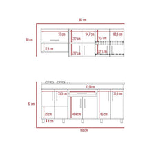 Cocina Integral Carson, Wengue y Blanco, Incluye Mesón Derecho En Acero Inoxidable