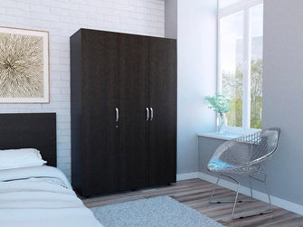 Closet Mudi, Wengue, con un Cajon Organizador y Tubo Cromado