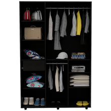 Closet Mudi, Wengue, con un Cajon Organizador y Tubo Cromado