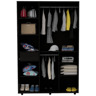 Closet Mudi, Wengue, con un Cajon Organizador y Tubo Cromado