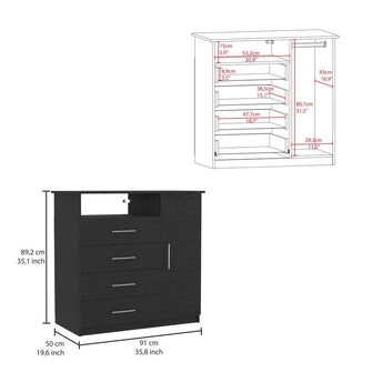 Organizador Barlovento, Wengue, con Cuatro Cajones y una Puerta  ZF X2