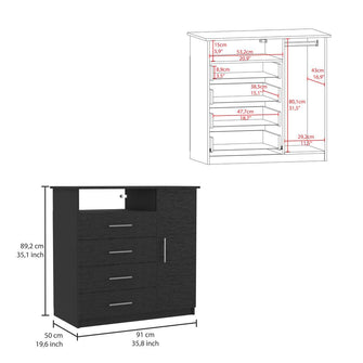 Organizador Barlovento, Wengue, con Cuatro Cajones y una puerta  ZF