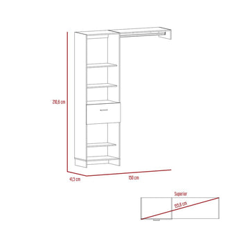 Closet Delhi, Wengue, con Variendad de Entrepaños y Un Cajón