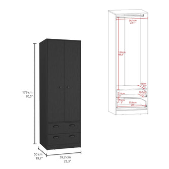 Closet Dulis, Wengue, con dos puertas batientes y dos cajones ZF