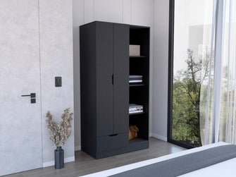 Closet Memphis, Wengue, con Un Tubo Cromado ZF - VIRTUAL MUEBLES