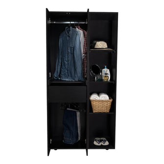 Closet Mandi, Wengue, con Dos Tubos y Un Cajon Deslizable ZF