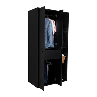 Closet Mandi, Wengue, con Dos Tubos y Un Cajon Deslizable ZF