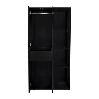 Closet Mandi, Wengue, con Dos Tubos y Un Cajon Deslizable ZF