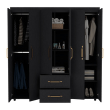 Closet Golden, Wengue y Dorado, Variedad de Entrepaños y Seis Puertas Abatibles