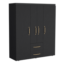 Closet Eco Golden, Wengue y Dorado, Variedad de Entrepaños y Seis Puertas Abatibles - VIRTUAL MUEBLES